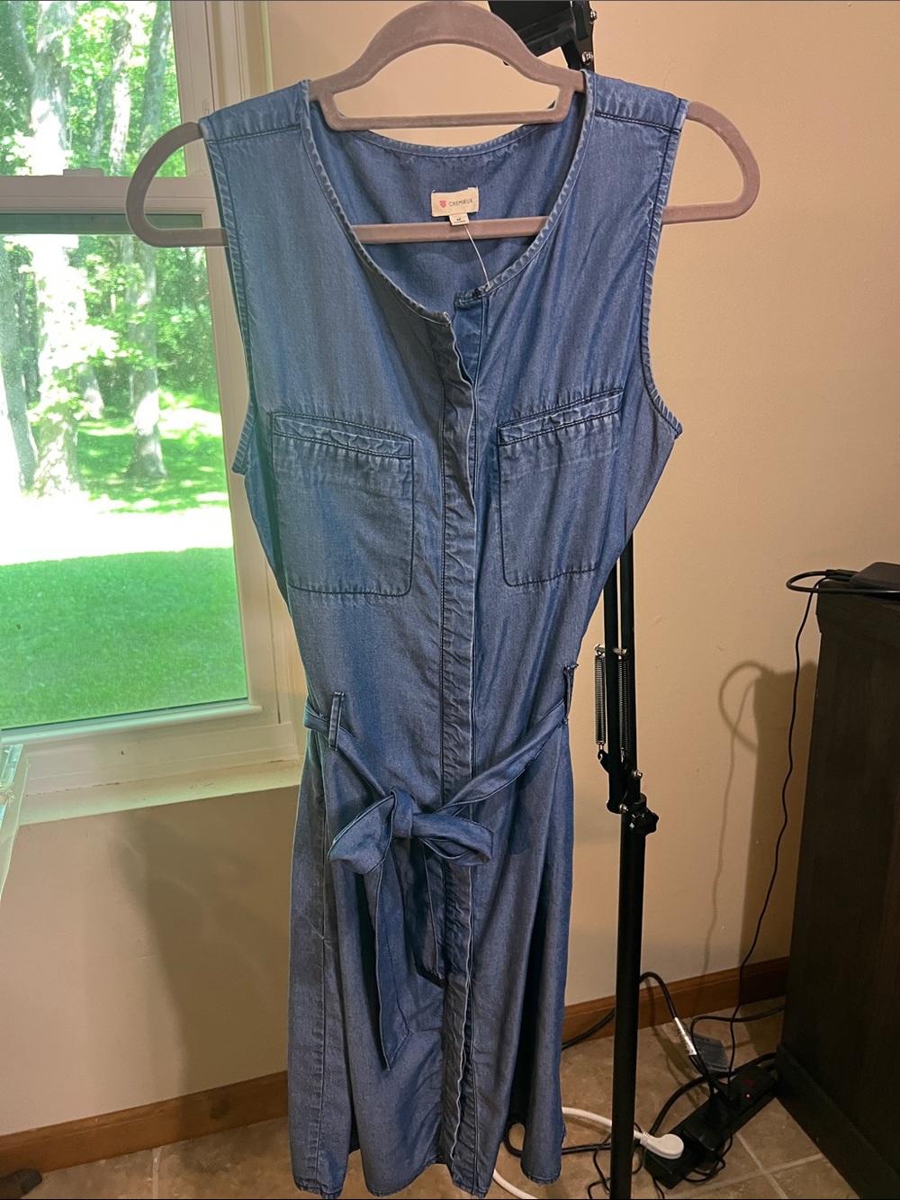 Daniel Cremieux Denim Blue Sleeveless Midi Shirt Dress 2287